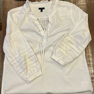 Talbots crisp white popover blouse S EUC